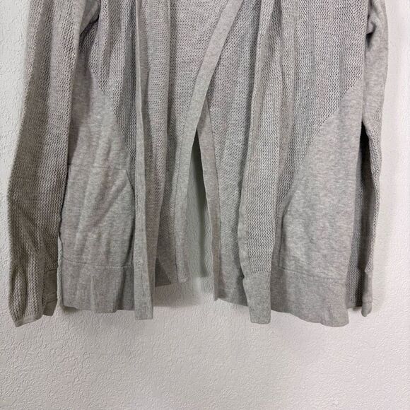 Lululemon Grey Open Hooded Cardigan Slit Back Sweater - Picture 3 of 10